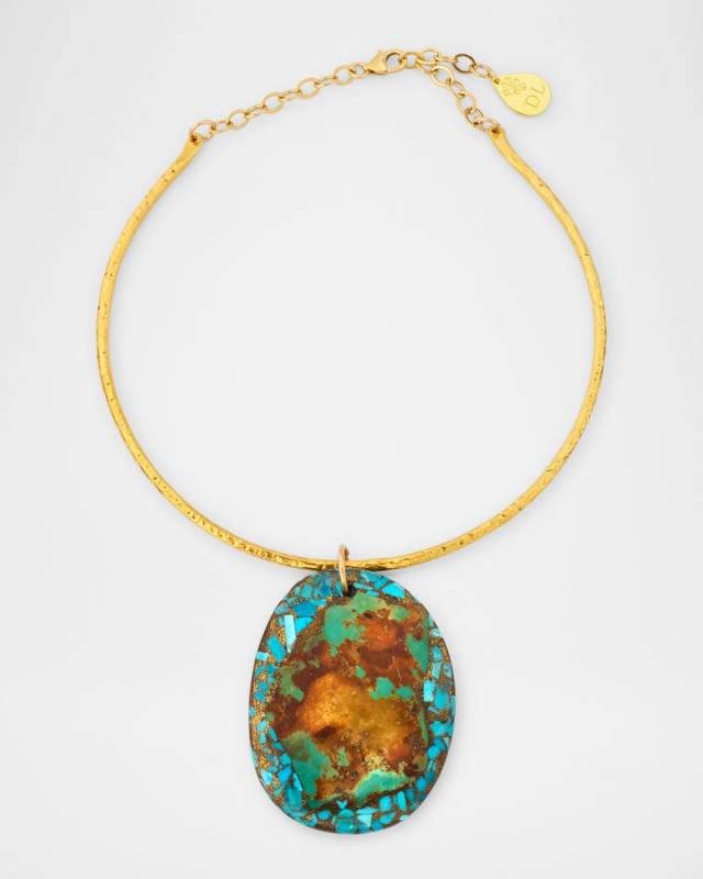 Copper Infused Peruvian Turquoise Pendant Necklace